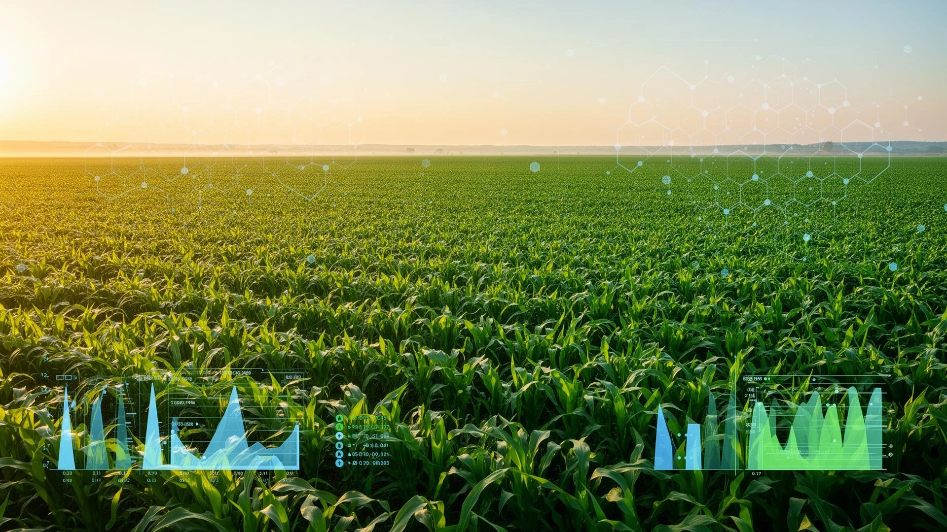 Farm field with technology overlay — precision agriculture