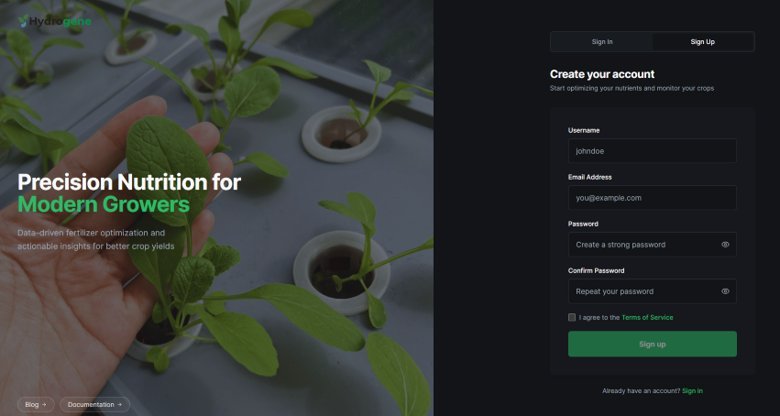 Sign-up form showing the Username, Email, Password, and Confirm Password fields